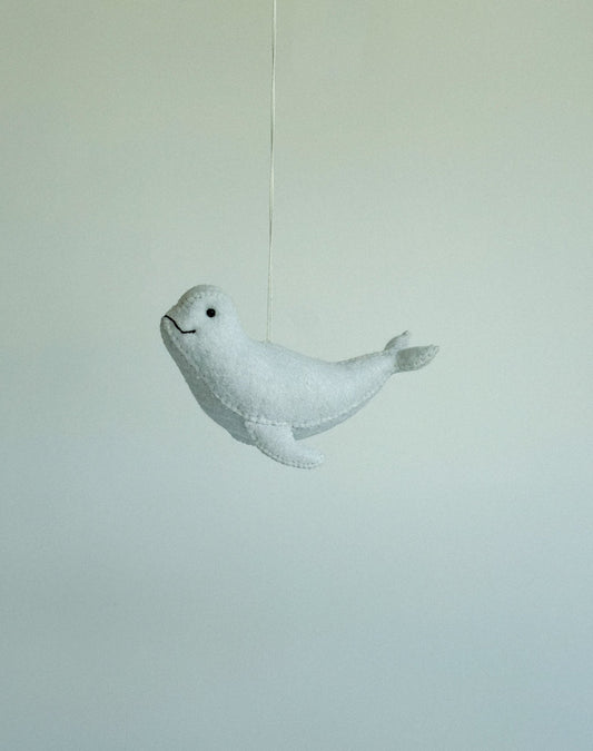 Felt Beluga Whale Ornament - WoollyFox