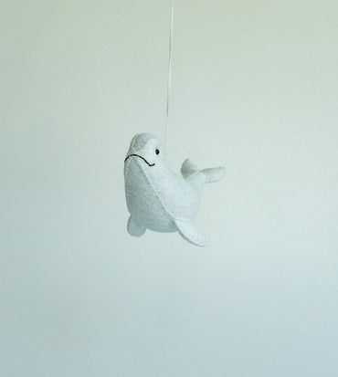 Felt Beluga Whale Ornament - WoollyFox