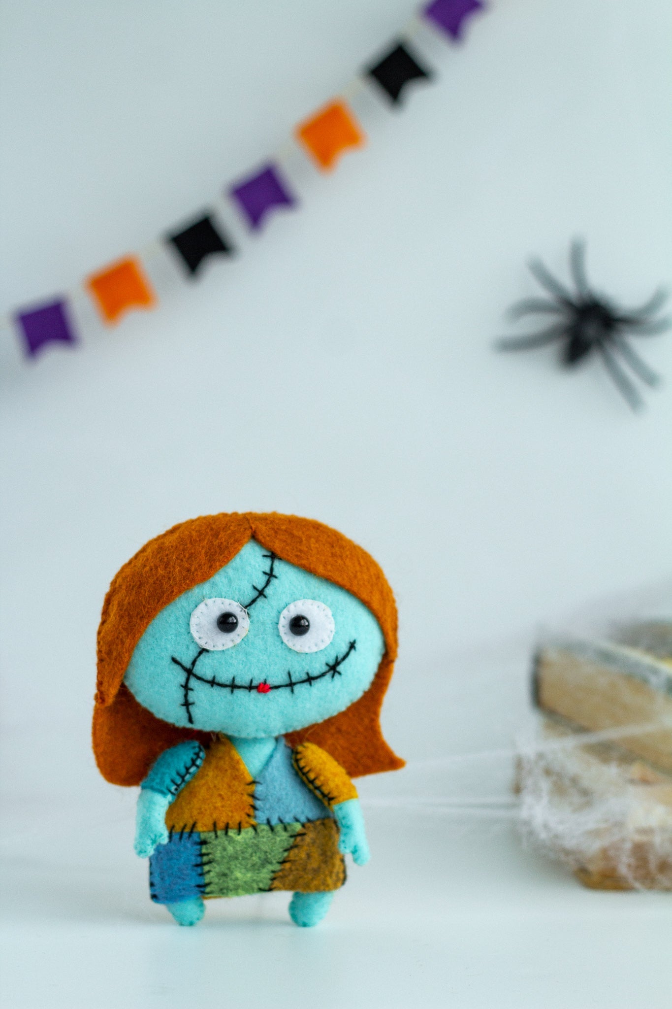 Felt Bride of Frankenstein Ornament – Handmade Spooky Halloween Toy for Tree or Gift - WoollyFox