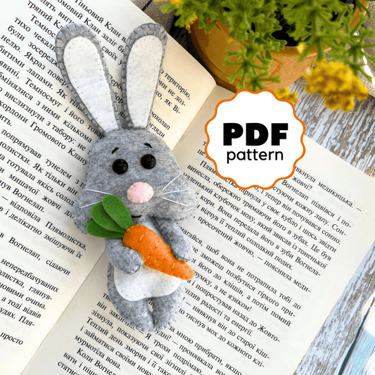Felt Bunny with Carrot PDF Pattern - WoollyFox