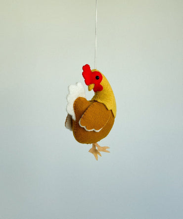 Felt Chicken Ornament - WoollyFox