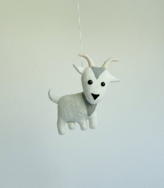 Felt Goat Toy – Handmade Animal Ornament for Play or Decor - WoollyFox