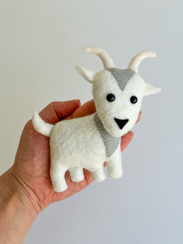 Felt Goat Toy – Handmade Animal Ornament for Play or Decor - WoollyFox