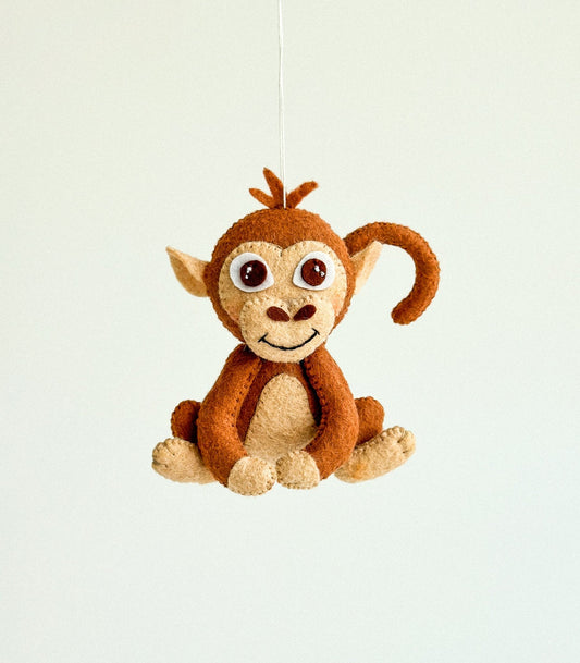 Felt Monkey Ornament - WoollyFox