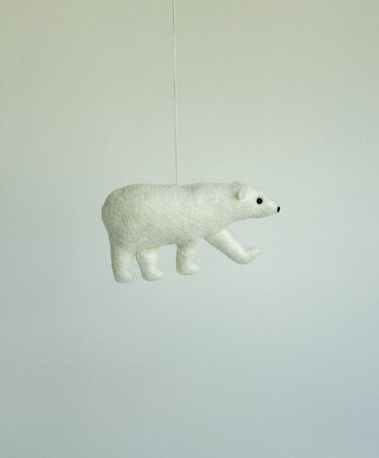Felt Polar Bear Ornament - WoollyFox