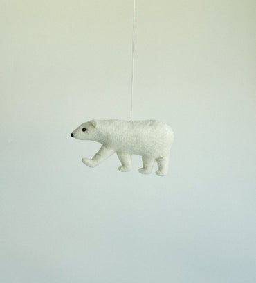 Felt Polar Bear Ornament - WoollyFox
