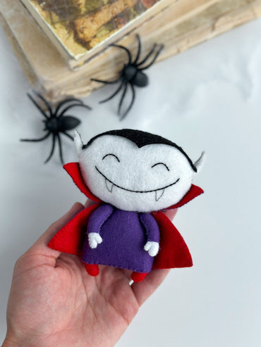 Felt Vampire Ornament – Handmade Halloween Dracula Decoration - WoollyFox