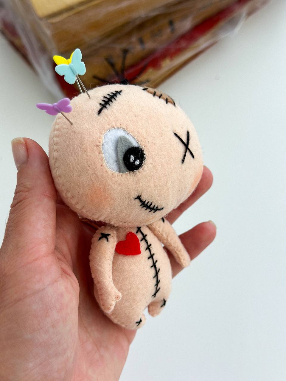Felt Voodoo Doll Ornament – Spooky Handmade Halloween Decoration - WoollyFox