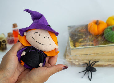 Felt Witch Ornament – Handmade Halloween Witch Doll with Broom - WoollyFox