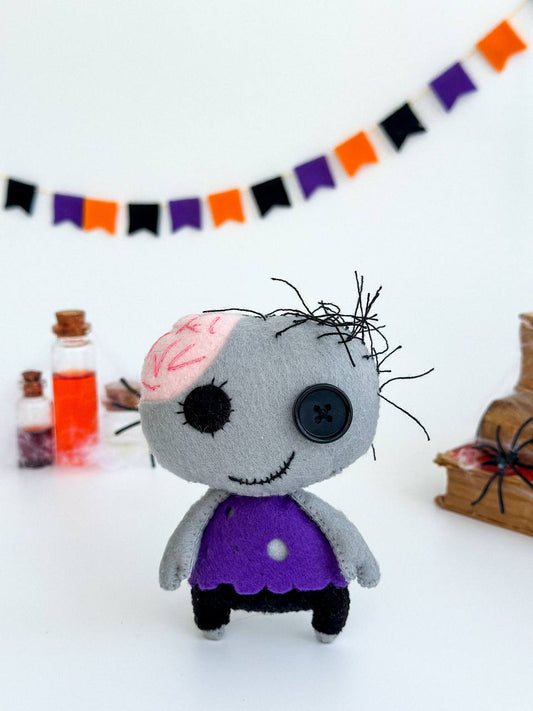 Felt Zombie Ornament – Halloween Tree Decoration | Spooky Felt Halloween Toy - WoollyFox