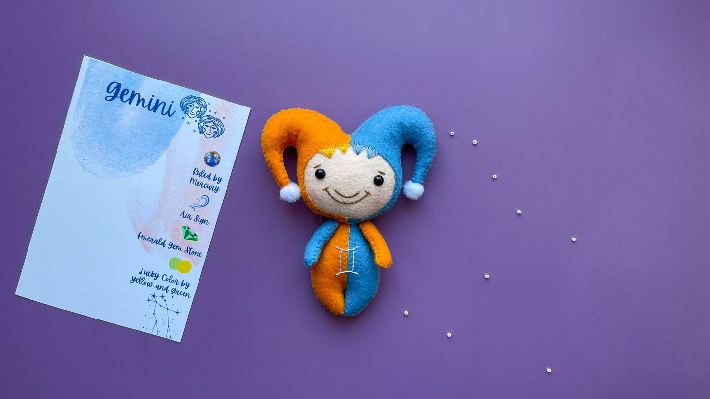 Gemini Zodiac Felt Doll - WoollyFox
