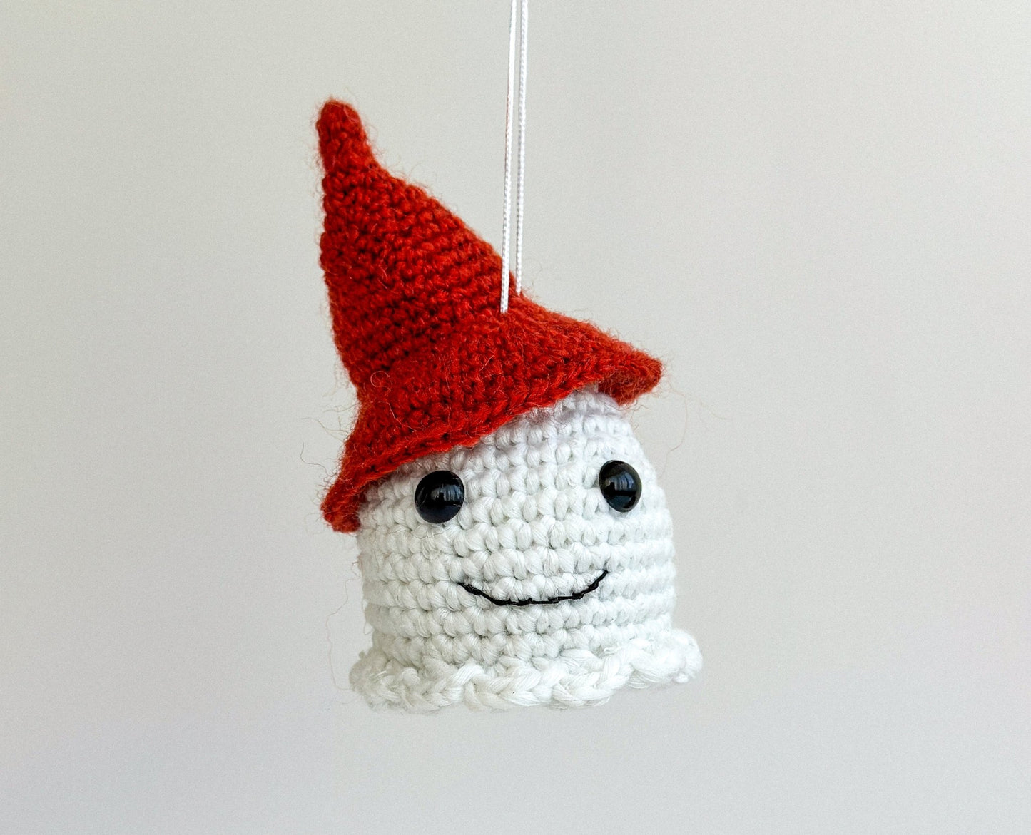 Glow in the Dark Crochet Ghost – Rearview Mirror Car Charm – Halloween Car Accessory - WoollyFox