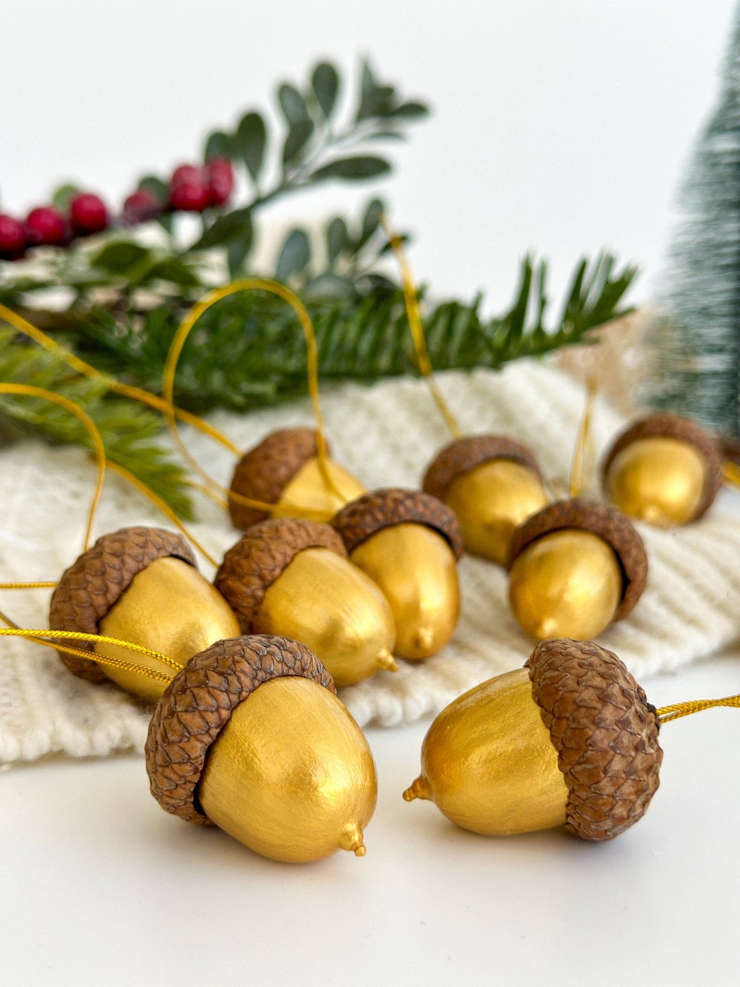 Golden Acorn Christmas Ornaments - WoollyFox