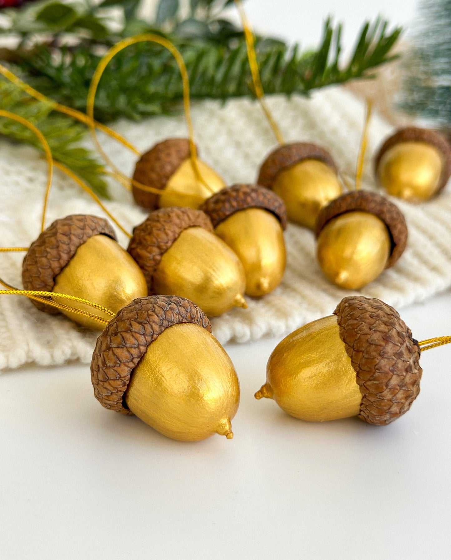 Golden Acorn Christmas Ornaments - WoollyFox
