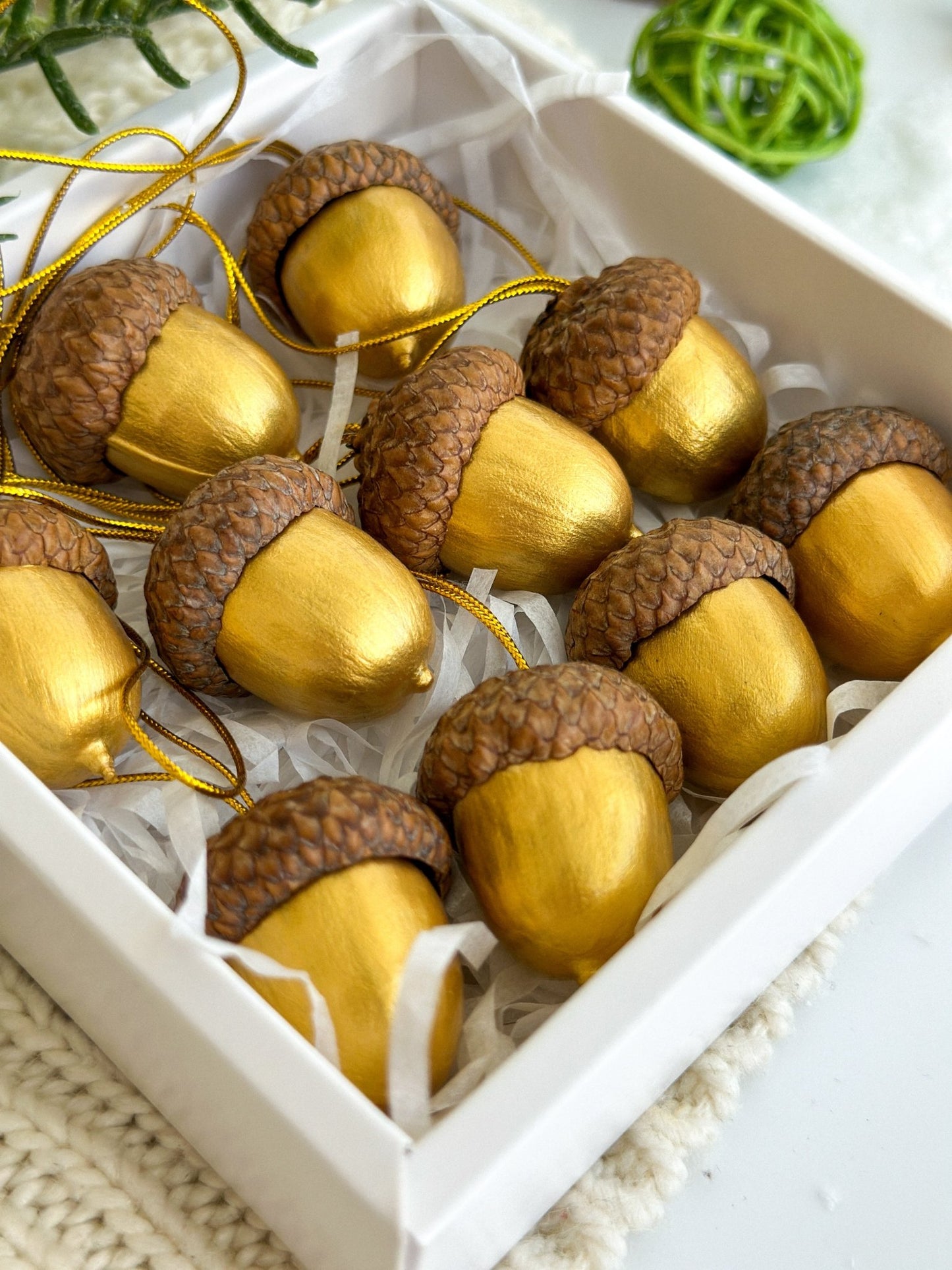 Golden Acorn Christmas Ornaments - WoollyFox