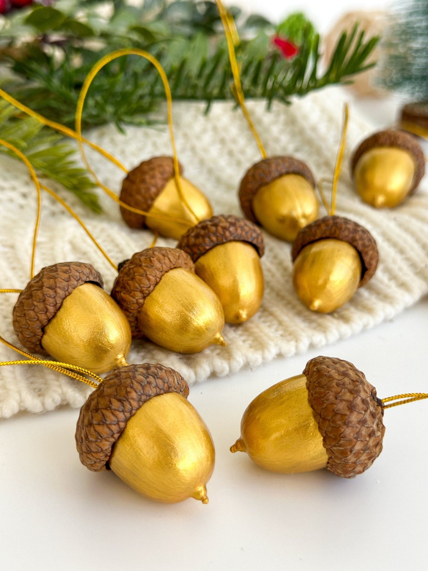 Golden Acorn Christmas Ornaments - WoollyFox