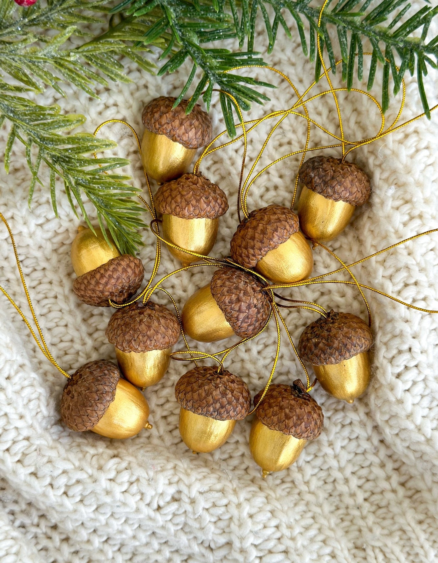 Golden Acorn Christmas Ornaments - WoollyFox