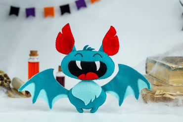 Halloween Bat Felt Ornament – Cute Blue Bat for Halloween Tree Decor or Spooky Gift - WoollyFox