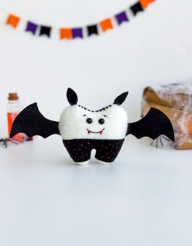 Halloween Bat Tooth Ornament – Felt Bat Halloween Decoration or Tooth Fairy Gift - WoollyFox