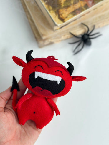 Halloween Devil Ornament – Spooky Handmade Felt Decoration - WoollyFox
