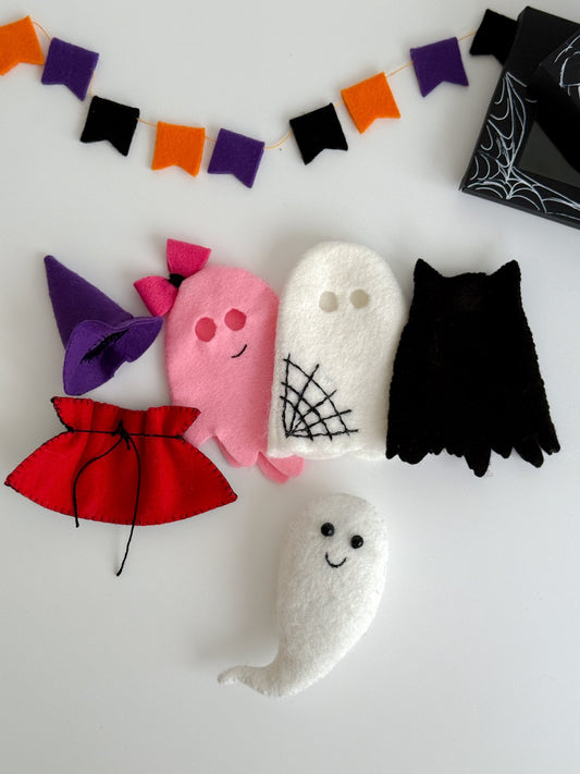 Halloween Ghost Plush Gift Set – Felt Ghost with Outfits in Gift Box - WoollyFox