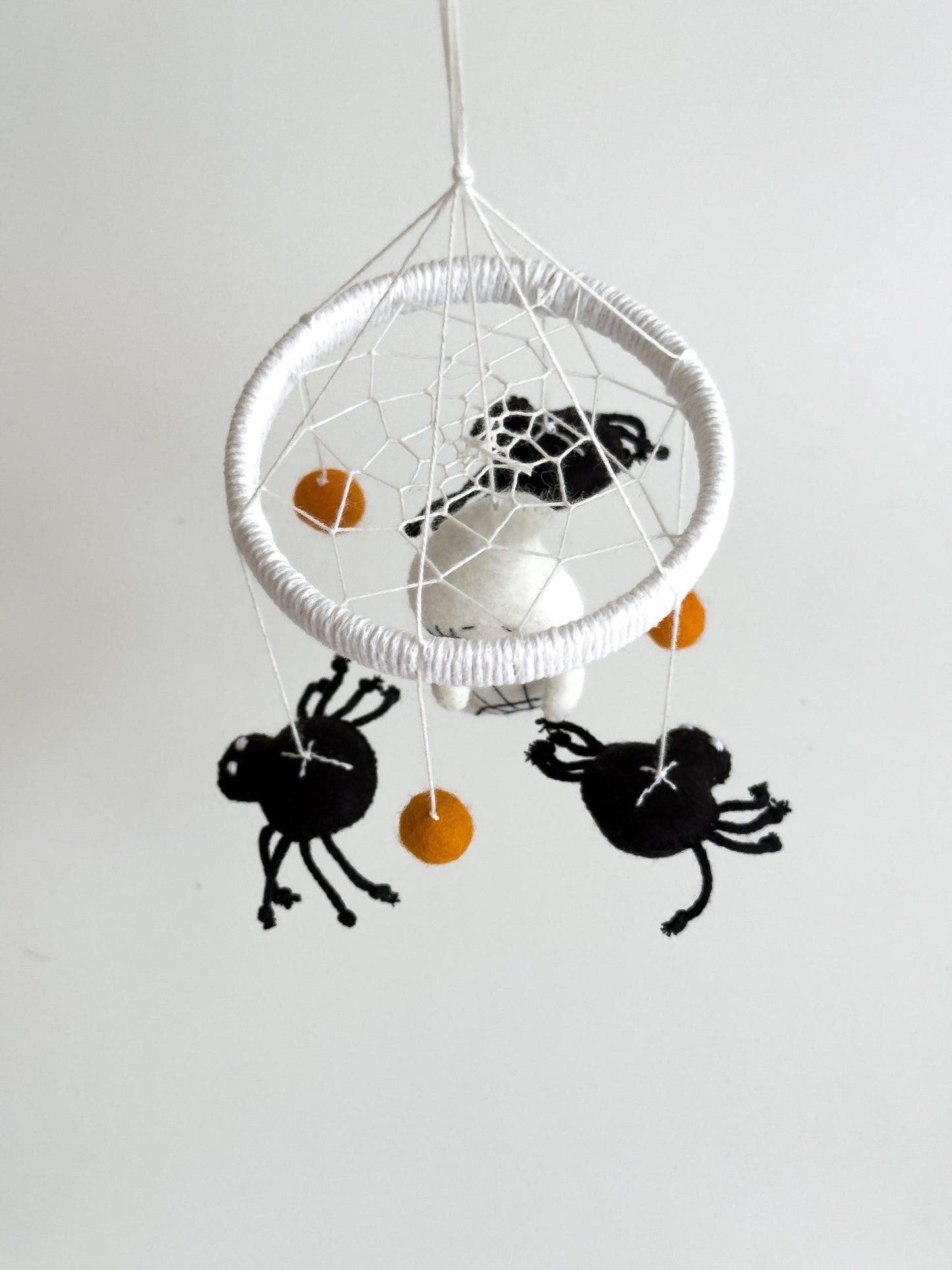 Halloween Mini Mobile – Felt Ghost and Spiders Hanging Decoration - WoollyFox