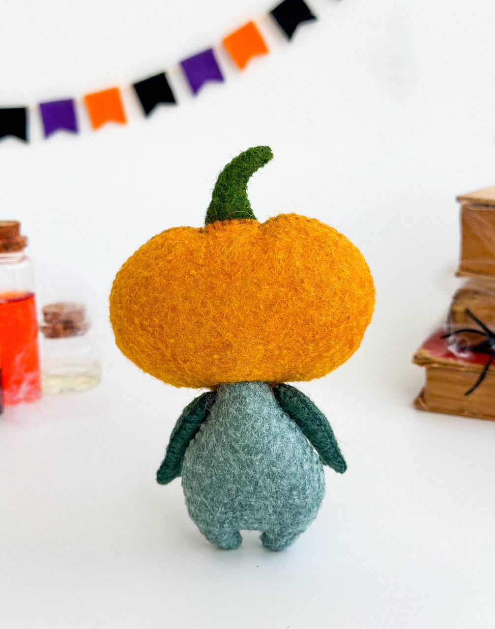 Halloween Pumpkin Ornament – Spooky Handmade Felt Decoration - WoollyFox