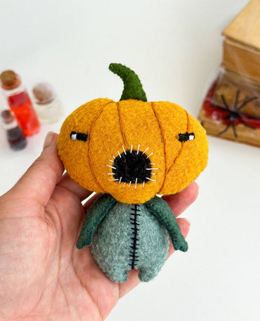 Halloween Pumpkin Ornament – Spooky Handmade Felt Decoration - WoollyFox