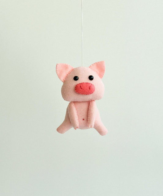 Handcrafted Felt Pig Ornament - WoollyFox