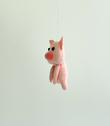 Handcrafted Felt Pig Ornament - WoollyFox