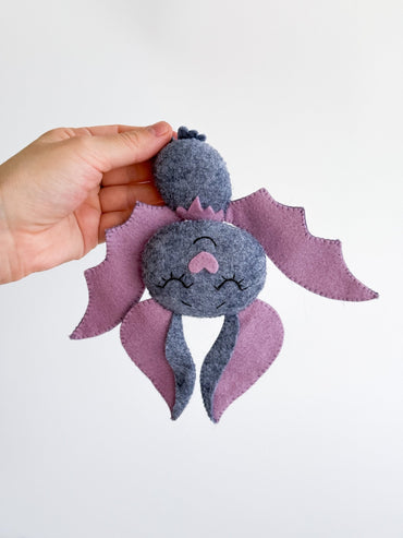 Handmade Felt Bat Ornament – Halloween Plush Decoration - WoollyFox