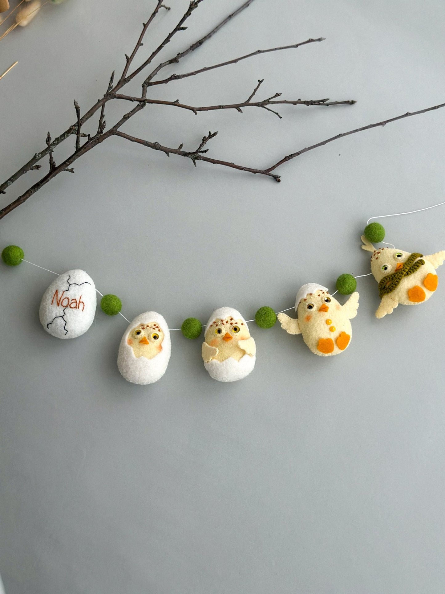 Handmade Felt Easter Chick Garland - WoollyFox
