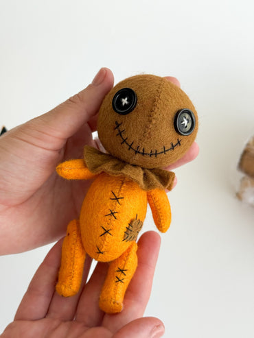 Handmade Felt Halloween Plush Doll – Creepy Cute Button Eyes - WoollyFox