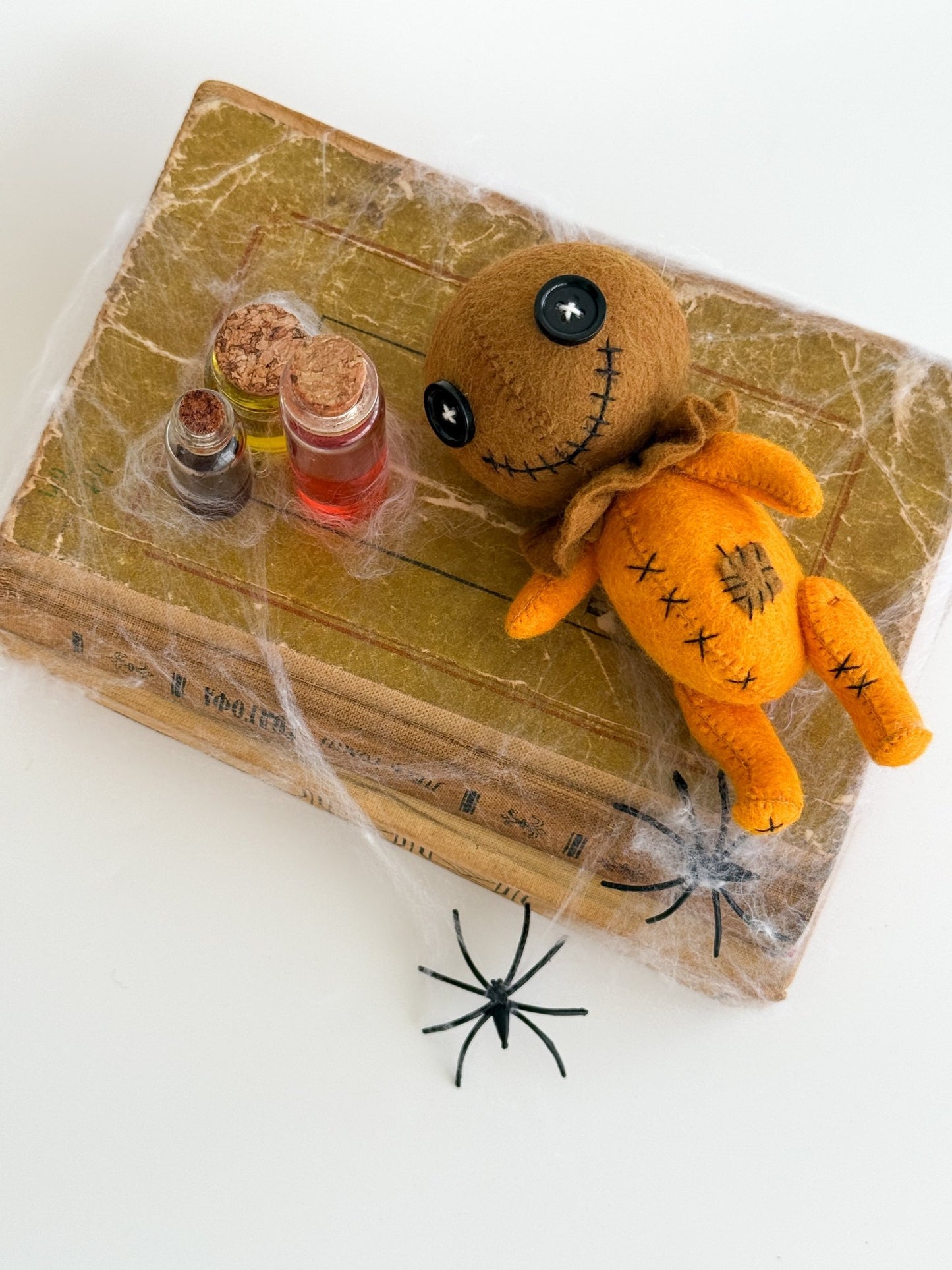 Handmade Felt Halloween Plush Doll – Creepy Cute Button Eyes - WoollyFox