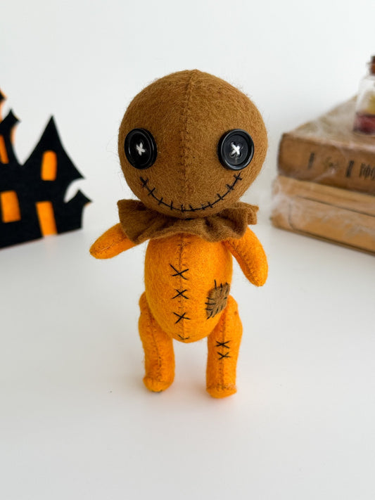 Handmade Felt Halloween Plush Doll – Creepy Cute Button Eyes - WoollyFox