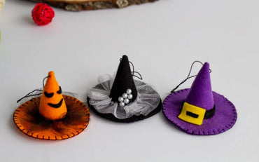 Hanging Witch Hats – Felt Halloween Tree Decorations, Colorful Witch Hat Ornaments, Halloween Home Decor - WoollyFox
