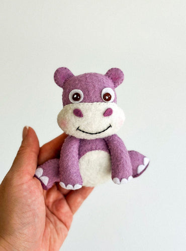 Hippo Felt Ornament | Handmade Felt Toy | Safari Animal Decor - WoollyFox