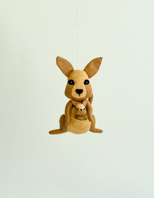 Kangaroo Mom and Joey Felt Ornament | Handmade Felt Toy | Australian Animal - WoollyFox