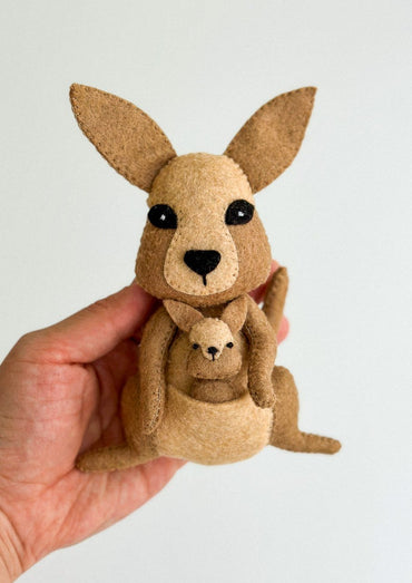 Kangaroo Mom and Joey Felt Ornament | Handmade Felt Toy | Australian Animal - WoollyFox