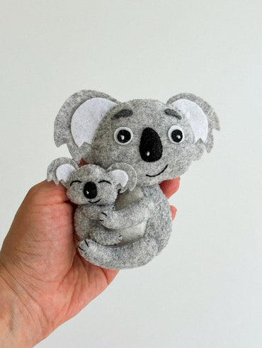 Koala Mom and Baby Felt Ornament | Handmade Felt Toy | Australia Animal Decor - WoollyFox