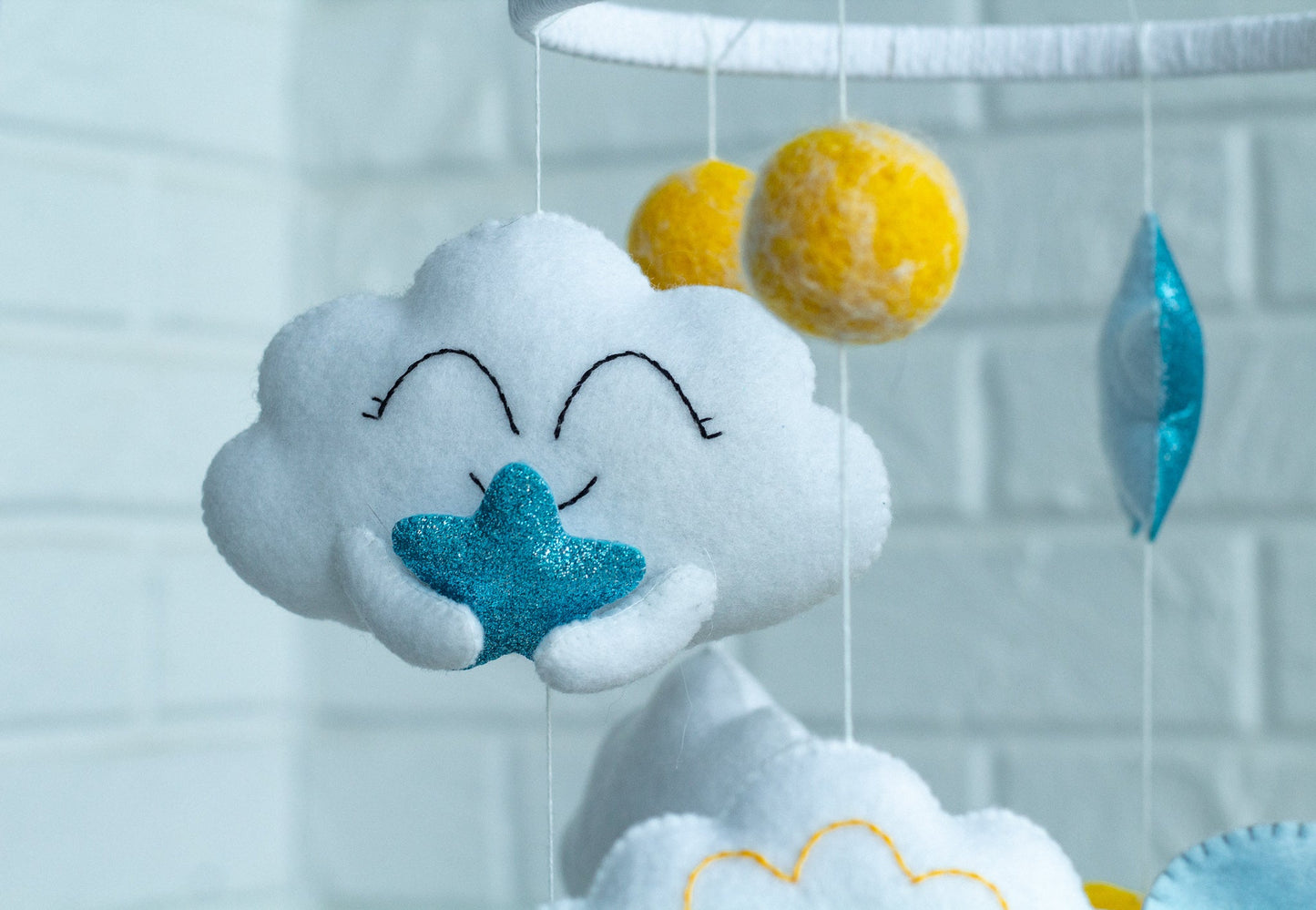 Mouse baby crib mobile, New mom gift - WoollyFox