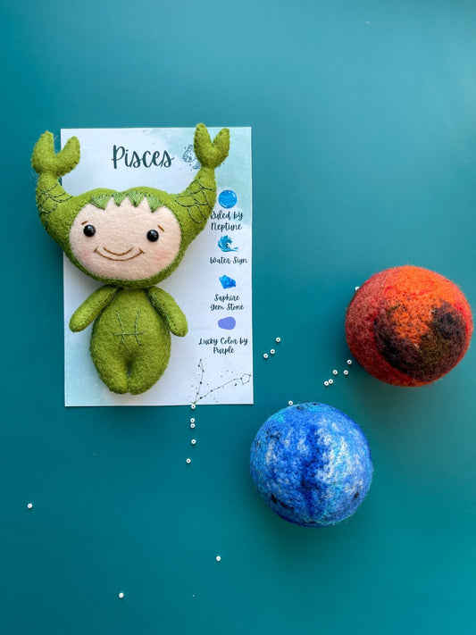Pisces Zodiac Felt Doll - WoollyFox