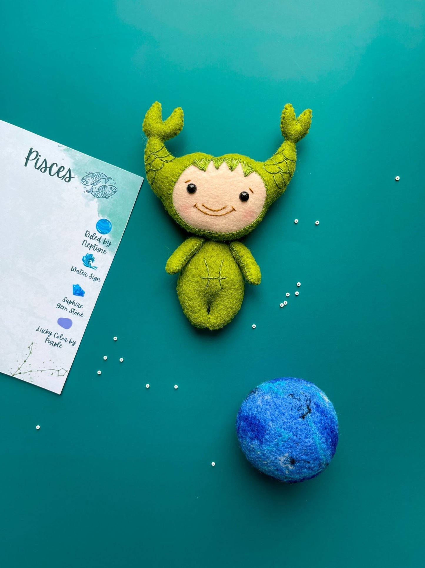 Pisces Zodiac Felt Doll - WoollyFox