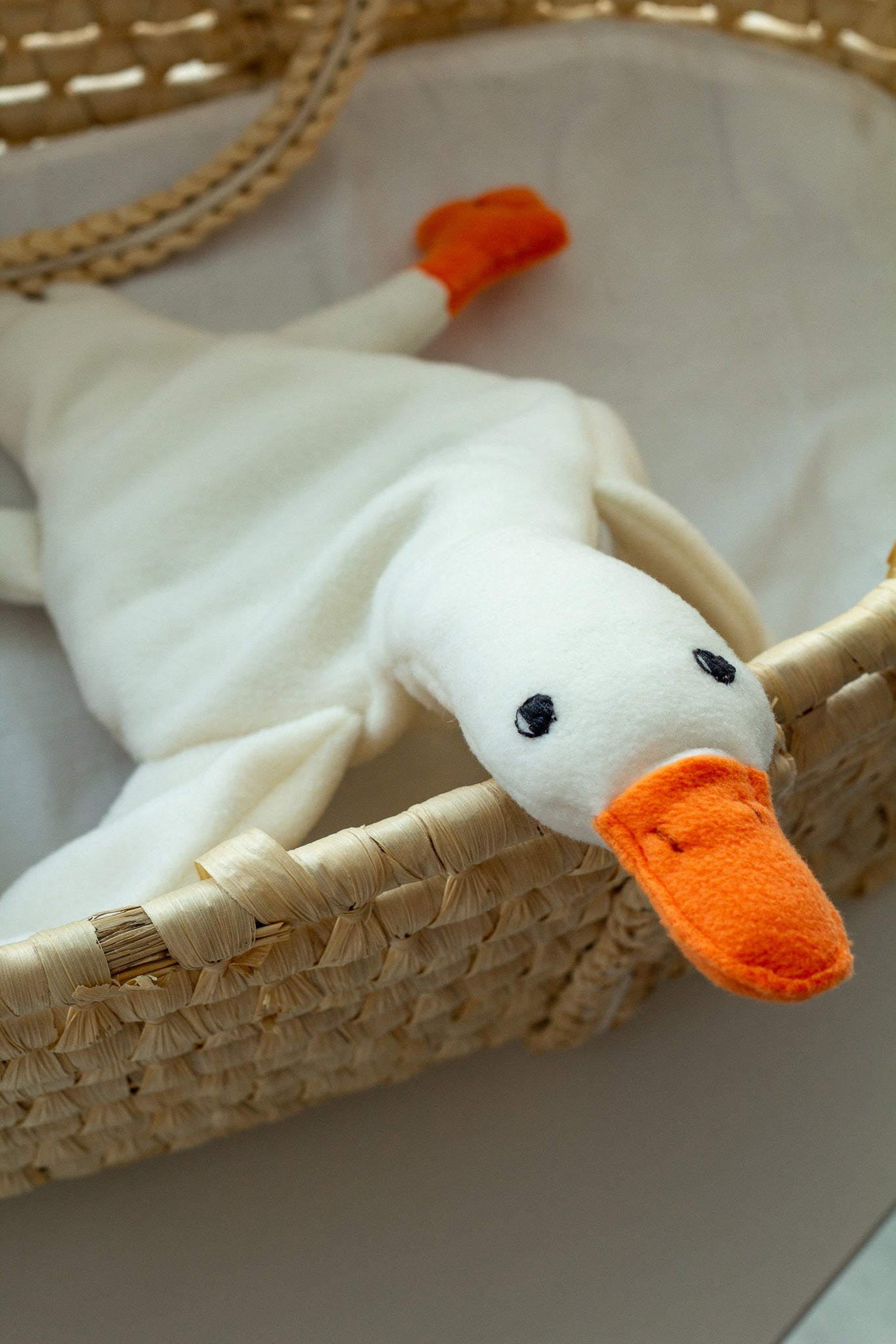 Plush Goose Lovey – Soft Baby Comfort Toy Made of Fleece - WoollyFox