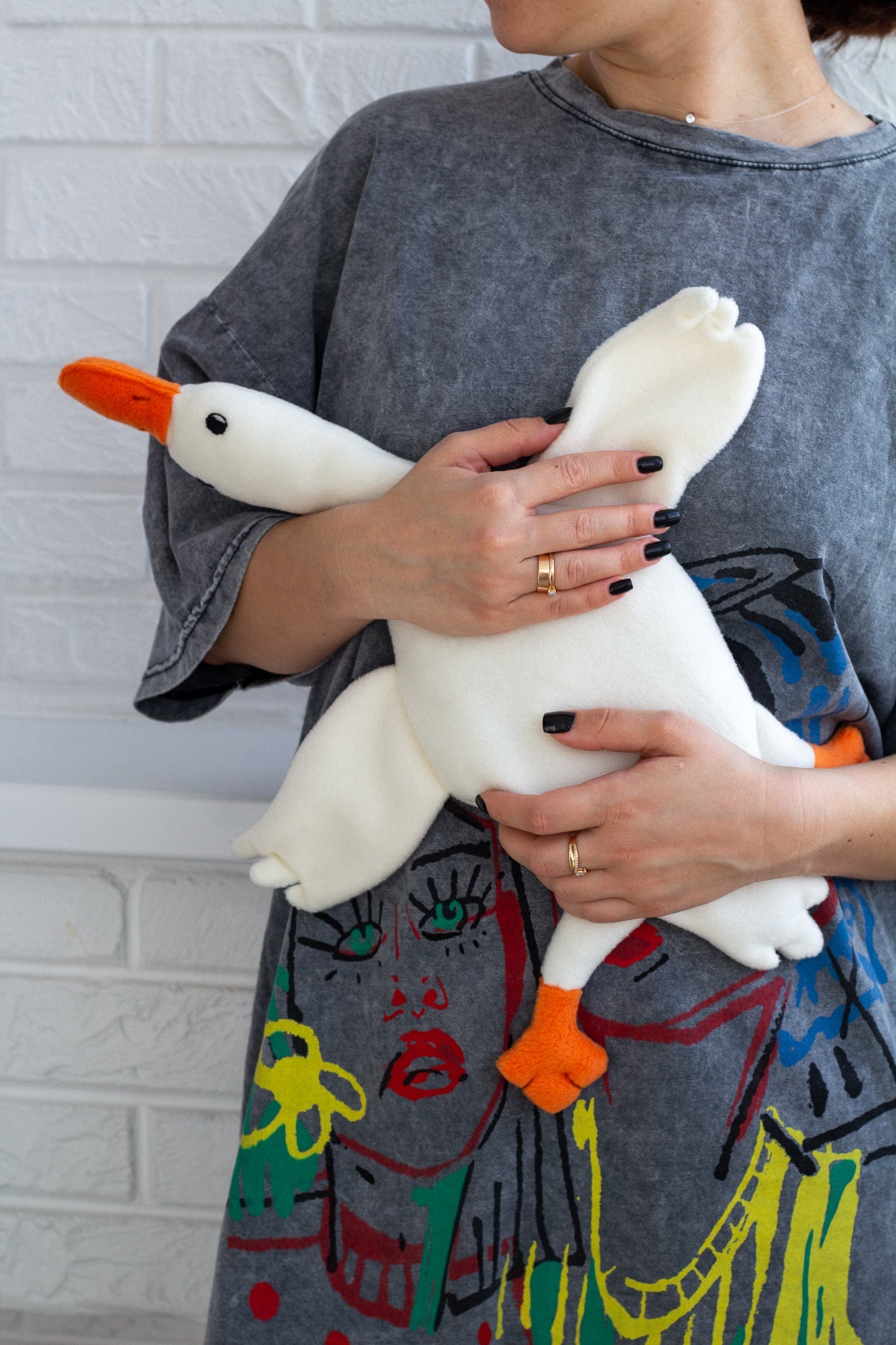 Plush Goose Lovey – Soft Baby Comfort Toy Made of Fleece - WoollyFox