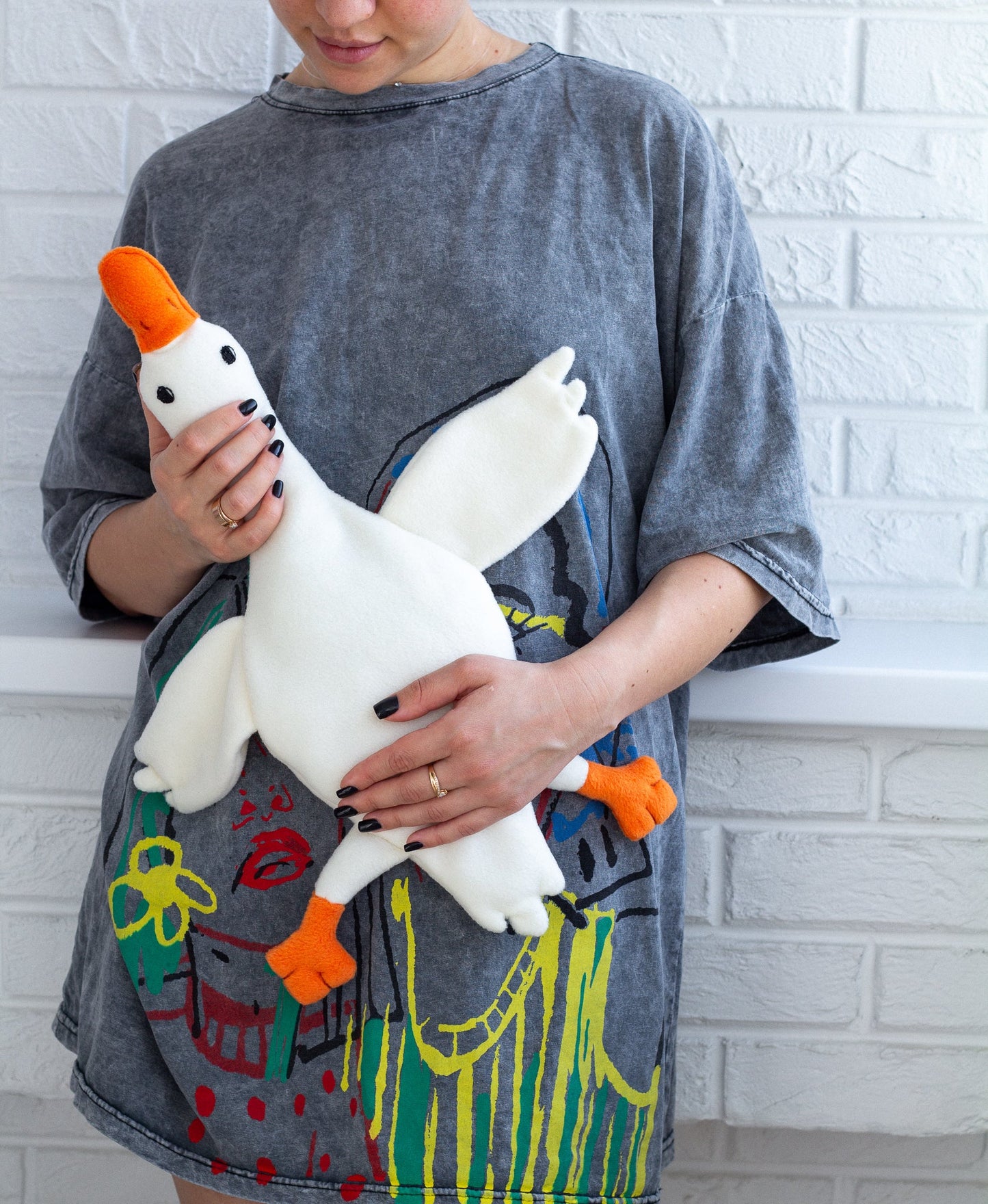Plush Goose Lovey – Soft Baby Comfort Toy Made of Fleece - WoollyFox
