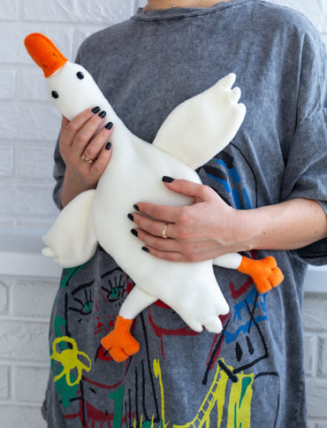 Plush Goose Lovey – Soft Baby Comfort Toy Made of Fleece - WoollyFox