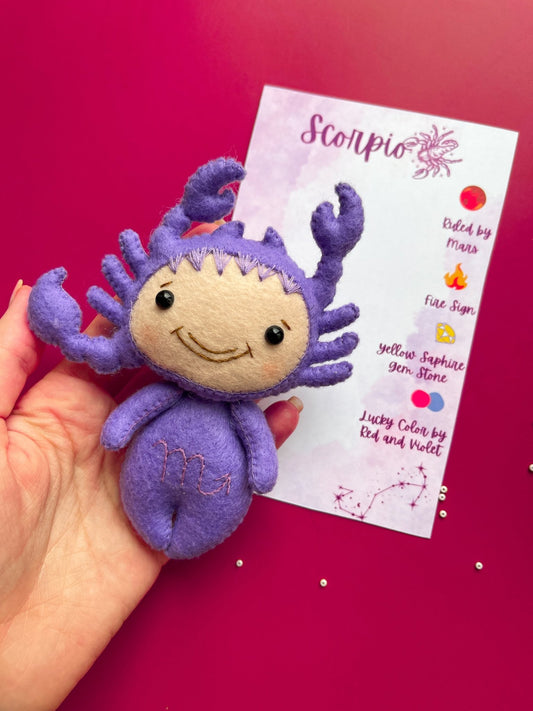 Scorpio Zodiac Felt Doll - WoollyFox