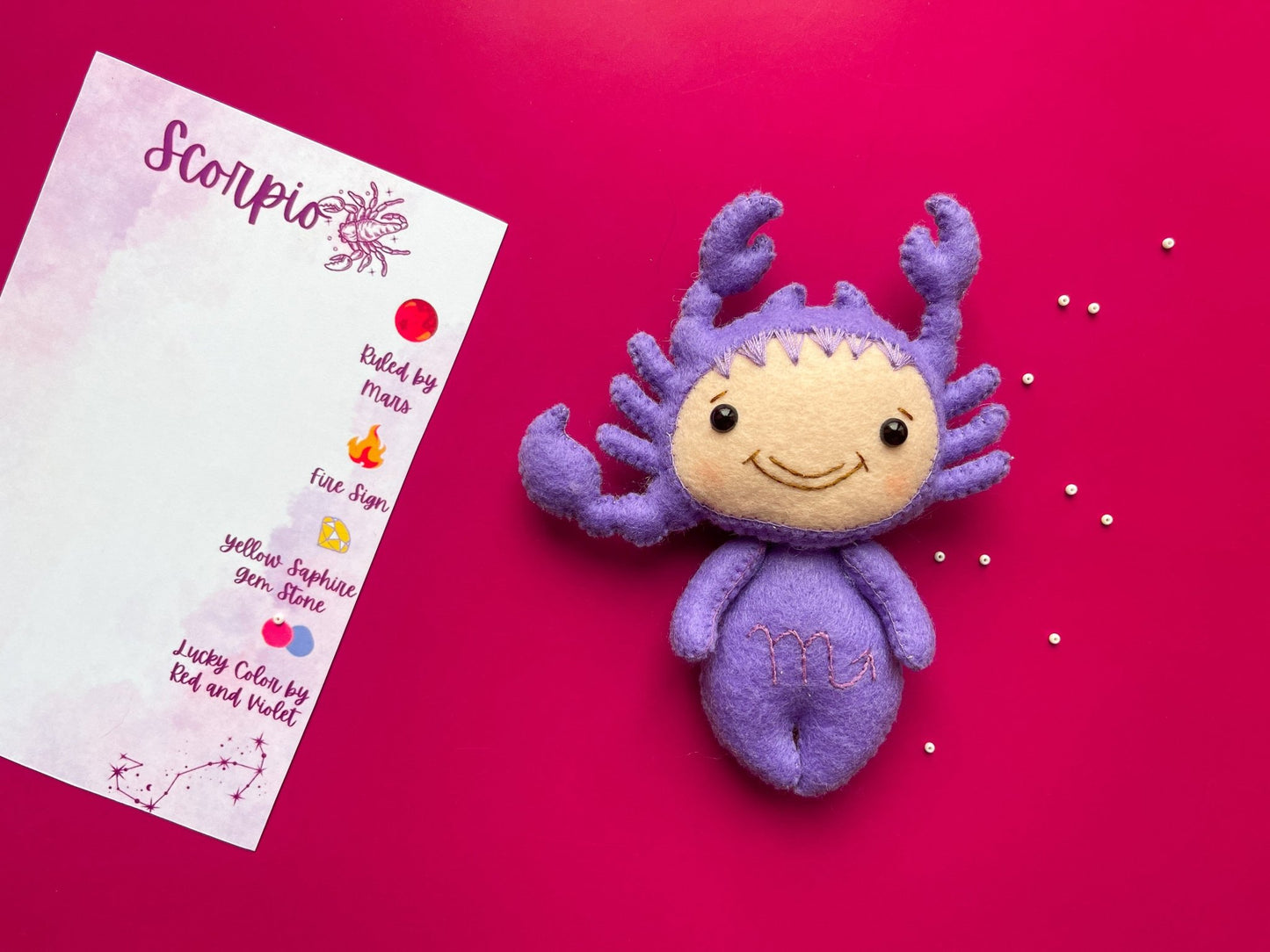 Scorpio Zodiac Felt Doll - WoollyFox