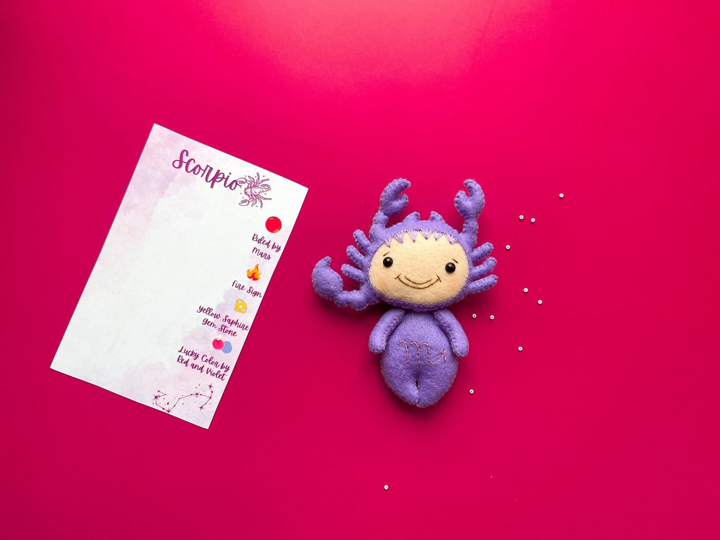 Scorpio Zodiac Felt Doll - WoollyFox
